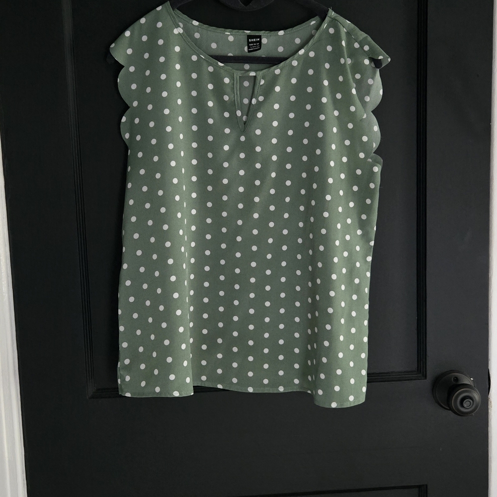 Green Polka Dot Women's Top